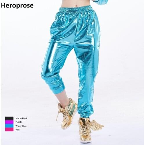 New Fashion women men unisex mid waist street wear club wide leg loose trousers stage Performance hip hop dance harem pant