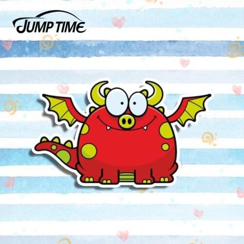 Jump Time 13cm x 7cm Cartoon Happy Dragon Funny Decal Vinyl Animal Stickers Car Styling Waterproof Laptop Motor Car Accessories