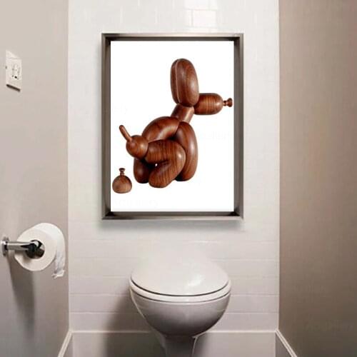 Funny Canvas Painting Balloon Dog Anime Modern Poster Bathroom Wall Decor Toilet Sign Anime Home Decoration Contemporary Art