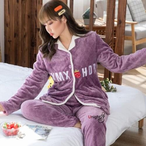 Oversize 5X Winter Warm Female Flannel Thick Coral Fleece Flower Pyjamas Women Suit for Mom Sleepwear 2021 New Sleeping Overalls