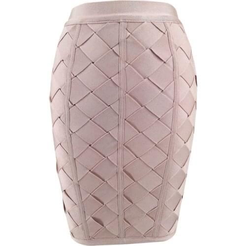 High Quality Women Summer Skirt Sexy Weaving Black Beige Rayon Bandage Skirt 2017 Women Designer Elegant Bodycon Pencil Skirts