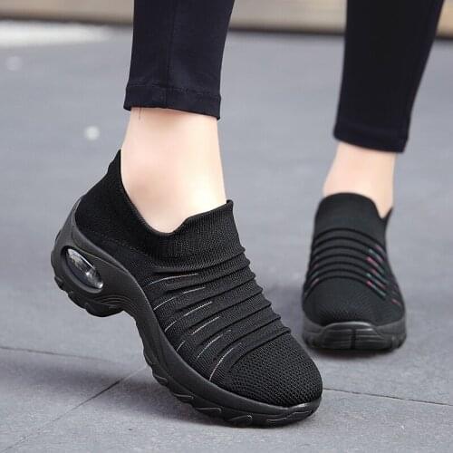 2021 Spring Women Breathable Shoes Woman Flat Slip on Platform Tenis for Women Mesh Sock Sneakers Shoes zapatillas aire mujer