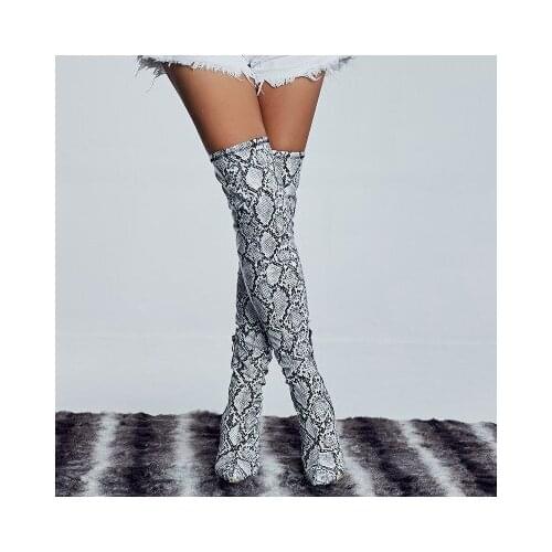 Woman snake over knee long boots pointed toe woman snake thigh high boots large size 42