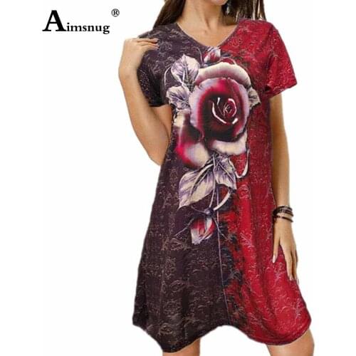 Plus size 4xl 5xl Women Sexy Chic Dress Patchwork Rose Print Beach Dresses Irregular Ladies Bohemian Loose Dress Femme Clothing