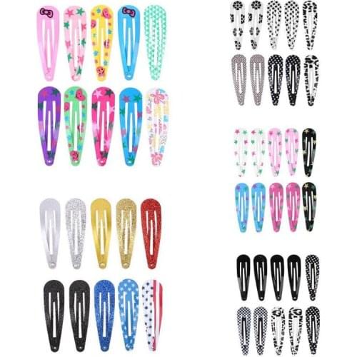 10pcs/5 Set Girls Snap Hair Clips Barrettes Cute Hairpins Kids Hairgrips
