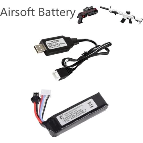 11.1v 2000mah 451865 Lipo Battery + Charger for Electric Water Guns Battery RC Helicopter 3S Lithium Polymer Battery SM-2P Plug
