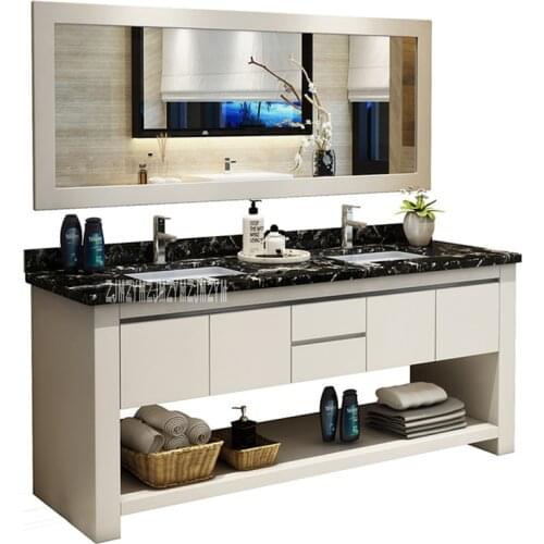1818 Bathroom Vanities Solid Wood Bathroom Cabinet Combination Wash Basin Cabinet Rubber Wood Vanity Cabinet With Double Basin