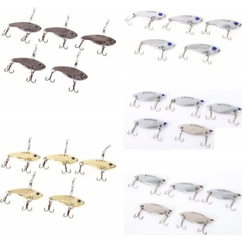 3D Eyes Fishing Lures 5 pcs/set Metal VIB Lures Artificial Hard Bait vivid Vibrations Spoon Lure Bass Cicada lure VIB Bait