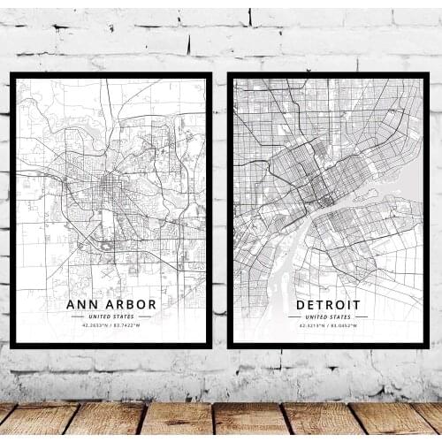 Ann Arbor Detroit MI Michigan USA United States of America Map Poster
