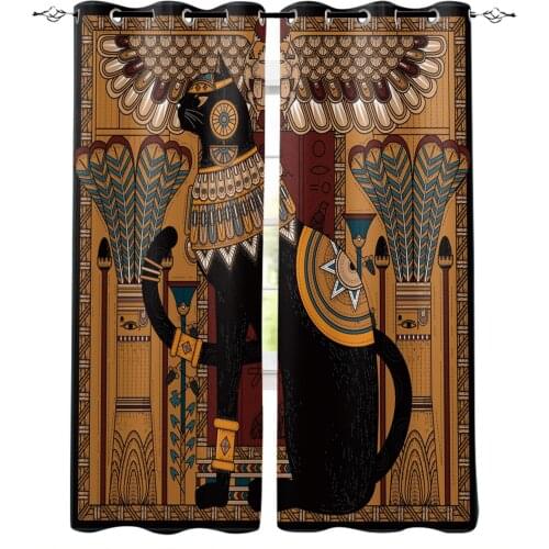 Ancient Egypt Art Cat Feather Retro Kids Blackout Curtains For Baby Girls Bedroom Children Curtains For Living Room Decoration