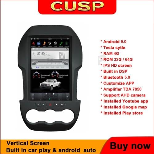 CUSP Tesla Vertical screen Android 9.0 Car Multmedia Player for Ford Ranger Ford F250 2011-2016 GPS Radio Auto Stereo Navigate