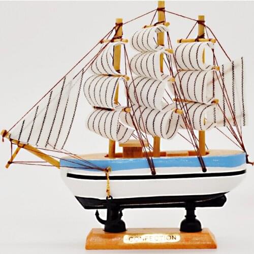 Luckk 16cm White Sailboat Model Miniature Wooden Sailboat Toys Home Decoration Gift for Children and Adult