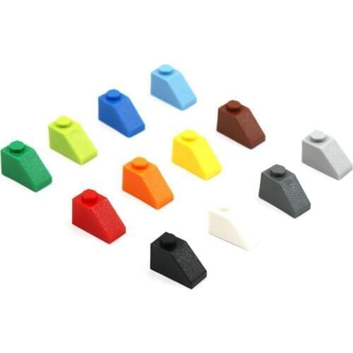 50 Pieces Roof Tile Bricks 1 X 2 With Slope 45° DIY Enlighten Building Block Bricks Toys For Boys Kids 3040