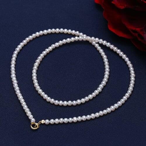 Sinya 3mm natural pearls strands necklace bracelets with 18k gold clasp lenght 40cm 45cm or 90cm optional for women girls Mum