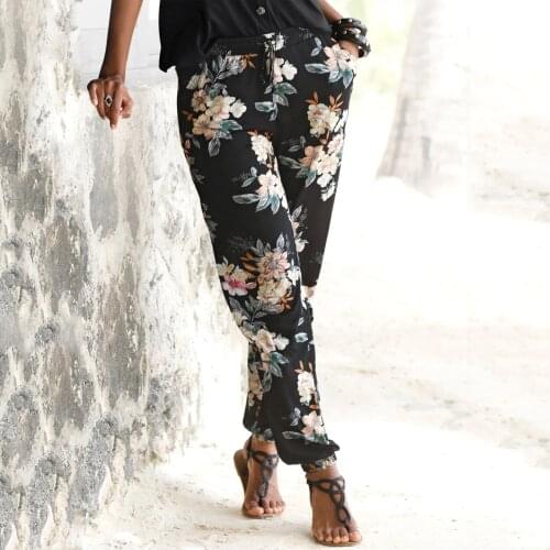 High Waist Printed Pants Womens Summer Trousers 2021 New Casual Elastic Waist Long Pantalon Palazzo Oversized Turnip Pants