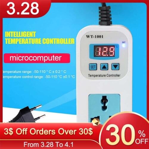 Digital Temperature Controller Microcomputer Clear LED Display Screen Ice Cabinet Water Tank Thermostat Regulator Socket Outlet