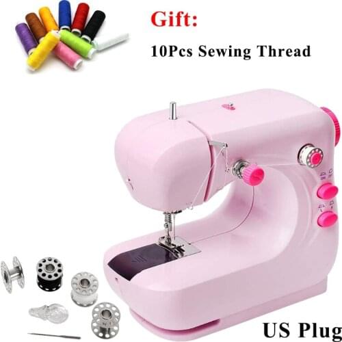 Mini Electric Sewing Machine Household Multi-Function Micro-Sewing Machine w/ Foot Pedal US Plug 2-Speed Adjustable Lightweight