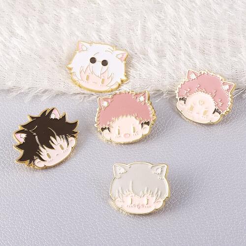 2021 New Jujutsu Kaisen Metal Lapel Pin Anime Sukuna Gojo Butterfly Clasp Pin Handmade Brooch Man Woman Pin Props Accessories