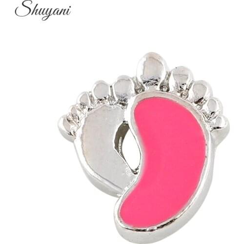 F201 Wholesale 20pcs/lot Cute Kids Feet floating charm For Memory Locket Women Free Shipping
