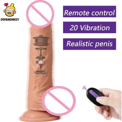 Dopamonkey Vibrator Dildo Suction Cup Remote Control Simulation Penis Realistic Heating Swing Big Dildo Sex Toy for Woman