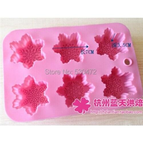 6 hole Cake Mold/ Silicone Cupcake Pan Soap Chocolate mold snow flower kitchen tools