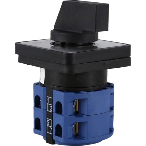 GTBL AC660V 25A 2-Pole 3-Position Momentary Plastic Rotary Changeover Switch Blue+Black