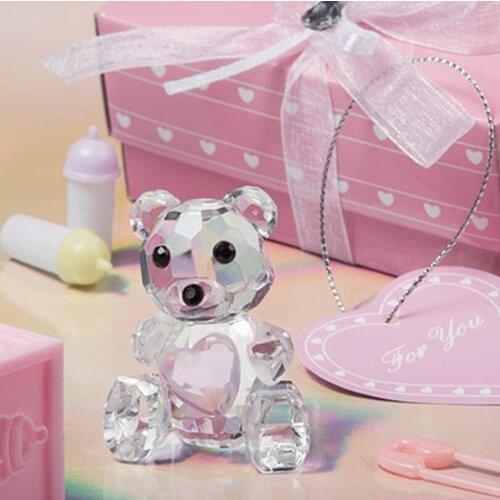 Crystal teddy bear in gift box baby showers baptism wedding favor gifts party souvenirs for guest LX1921