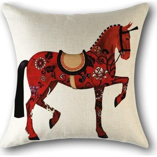 Royal Red Horse Tiara Cushion Cover Throw Pillow Case for Home Chair Sofa Decoration Square Pillowcases