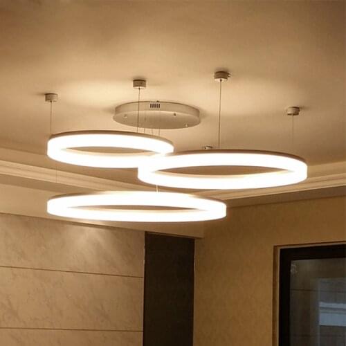 Led modeling living room art light circular simple restaurant lights bedroom creative exhibition hall custom acrylic chandeliers