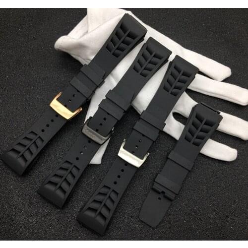Top soft quality men Nature Silicone Rubber Watchband For Richard Watch Mille Strap band Bracelet butterfly buckle screw down