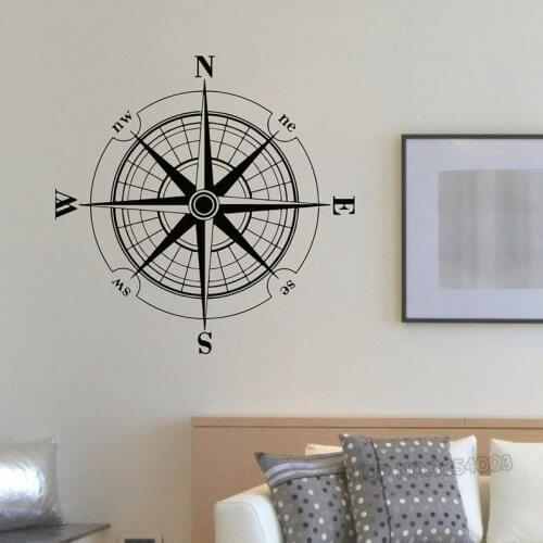Wind Rose Compass Wall Decal Removable Travel Geography Wall Poster Home Living Room Bedroom Decoration Wall Mural L741
