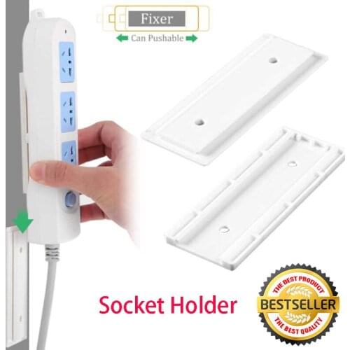 Wall-Mounted Sticker Punch-free Plug Fixer Home Self-Adhesive Socket Fixer Cable Wire Organizer Seamless Power Strip Holder