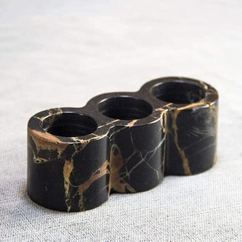 Natural Marble Toothbrush Holder, 3 Slots Electric Toothbrush Toothpaste Stand (Black Gold)