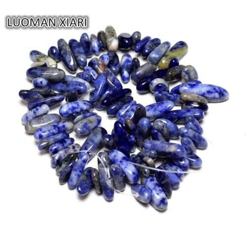 Wholesale AAA+ 10-15 mm Stick Shape Natural Sodalite Blue Beads Materials Gems Loose Strand 15"DIY Necklace For Jewelry Making