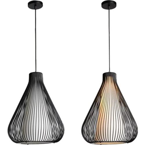 Nordic Black Cage Restaurant Pendant Light Modern Sculpt Italy Country Study Room Pendant Fixture Dining Room Hanging Lamp