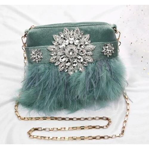 Luxury Designer Feather Clutch Bag Women Tassel Handbag For Wedding Party