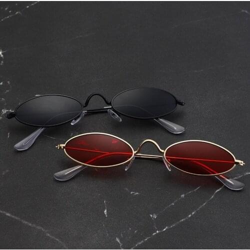 Small oval frame sunglasses for men and women Metal frame stylish outdoor street sun glasses designer carefully designed glasses