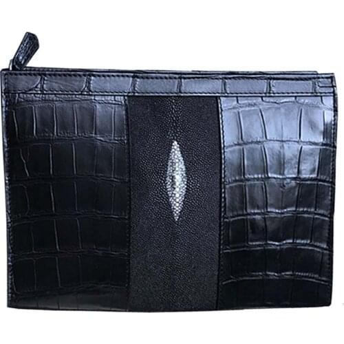 Ousidun crocodile handbags Mens bags large capacity business leisure bag male clutch bag crocodile bag 26cmx20cmx6cm