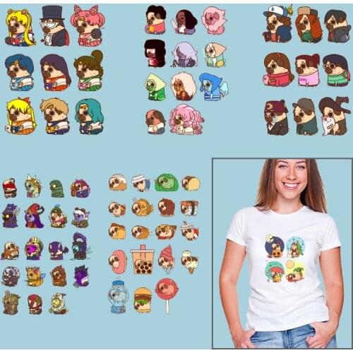 Cute animals dogs colorful patterns Heat-sensitive patches Thermal Stickers Vinyl Sticker For Clothes Garment Accessories