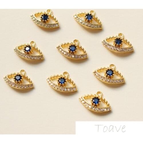 Turkish Eye Pendant DIY Earrings Ear Stud Necklace Bracelet Pendant Parts Color Protection 18K Copper Plated Real Gold