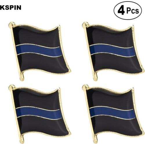Thin Blue Line 2 Brooches Lapel Pin Flag badge Brooch Pins Badges 4pcs