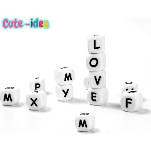 Cute-Idea 10pcs silicone english alphabet letters beads for Personalized Name DIY bracelet chain baby product Food Grade toy