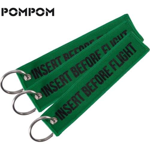 3pcs/lot Insert Before Flight Keychains keyring for Avation Gifts key fobs Jewelry Emboridery Green OEM Key chain Sleutelhanger
