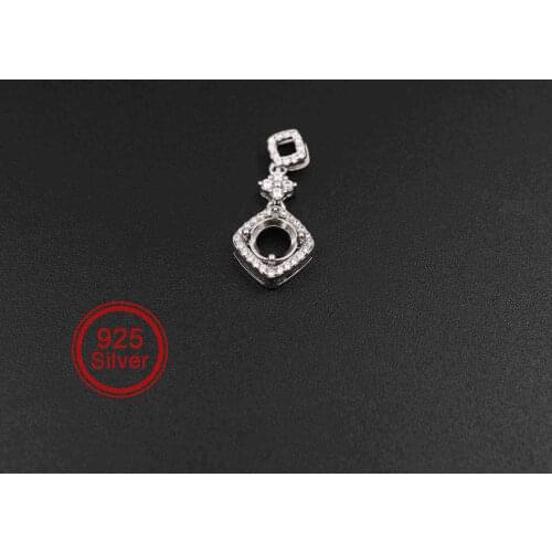 5-8MM Round Bezel 4 Prong Halo Pave Head Solid 925 Sterling Silver DIY Pendant Settings for Gems Moissanite Stone 1411244