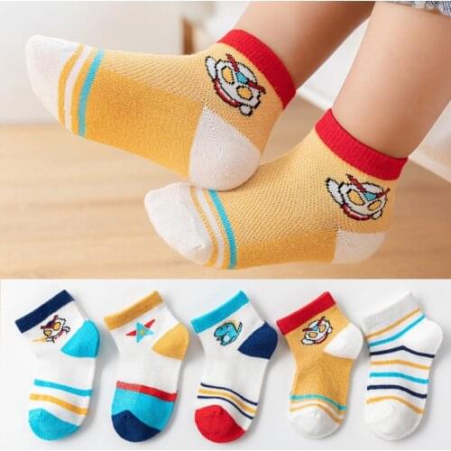 5 Pairs/Lot 1-12Y baby socks spring summer cotton cartoon sokjes for boys girls sock breathable soft kids socks infant sokken