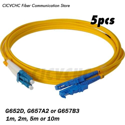 5pcs Duplex patchcords LSH(E2000)/UPC-LCUPC-SM-Zipcord 3.0mm Cable- 1m, 2m or 5m/ Optical fiber Jumper