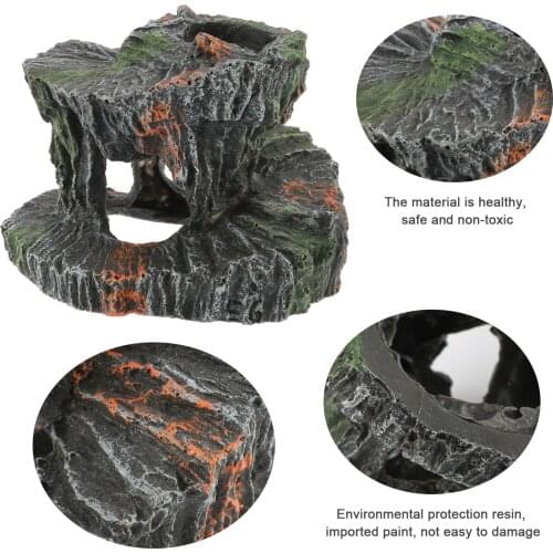 Tortoise Reptiles Basking Climbing Platform Resin Hiding Cave Aquarium Ornament