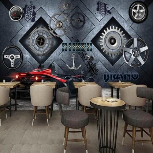 Dropship Colomac Black Wallpaper European Steel Plate Locomotive Gear Geometric Wallpaper Paper Wall Living Room Papel Mural 3d