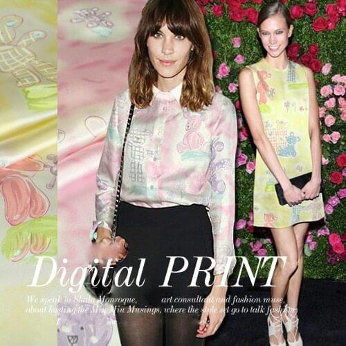 CNUM SS038 100% Natural Silk Satin/Cute Baby Bear/Silk Fabric Charmeuse Printing/Width 1.52yd Thickness 16.50mm