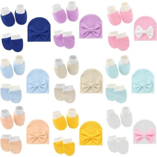 Baby Sock Glove Hat Set Anti-scratch Protection Face Mittens Newborn Shower Gift G99C